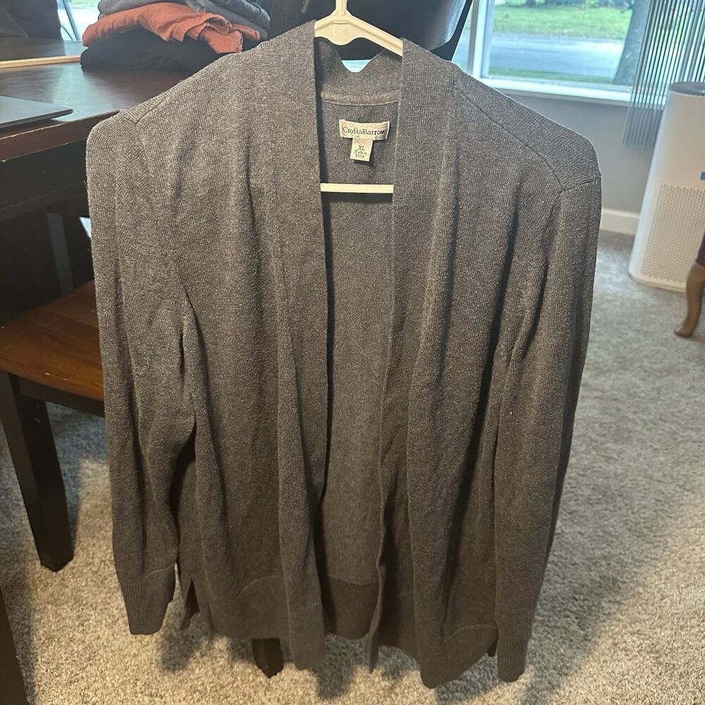 Croft & Barrow Open Sweater Womens XL Gray Cotton Modal